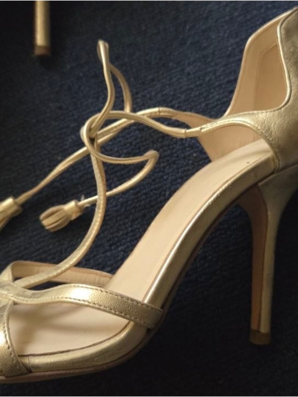 France Valentine Gold Strappy High Heel Sandals - Women